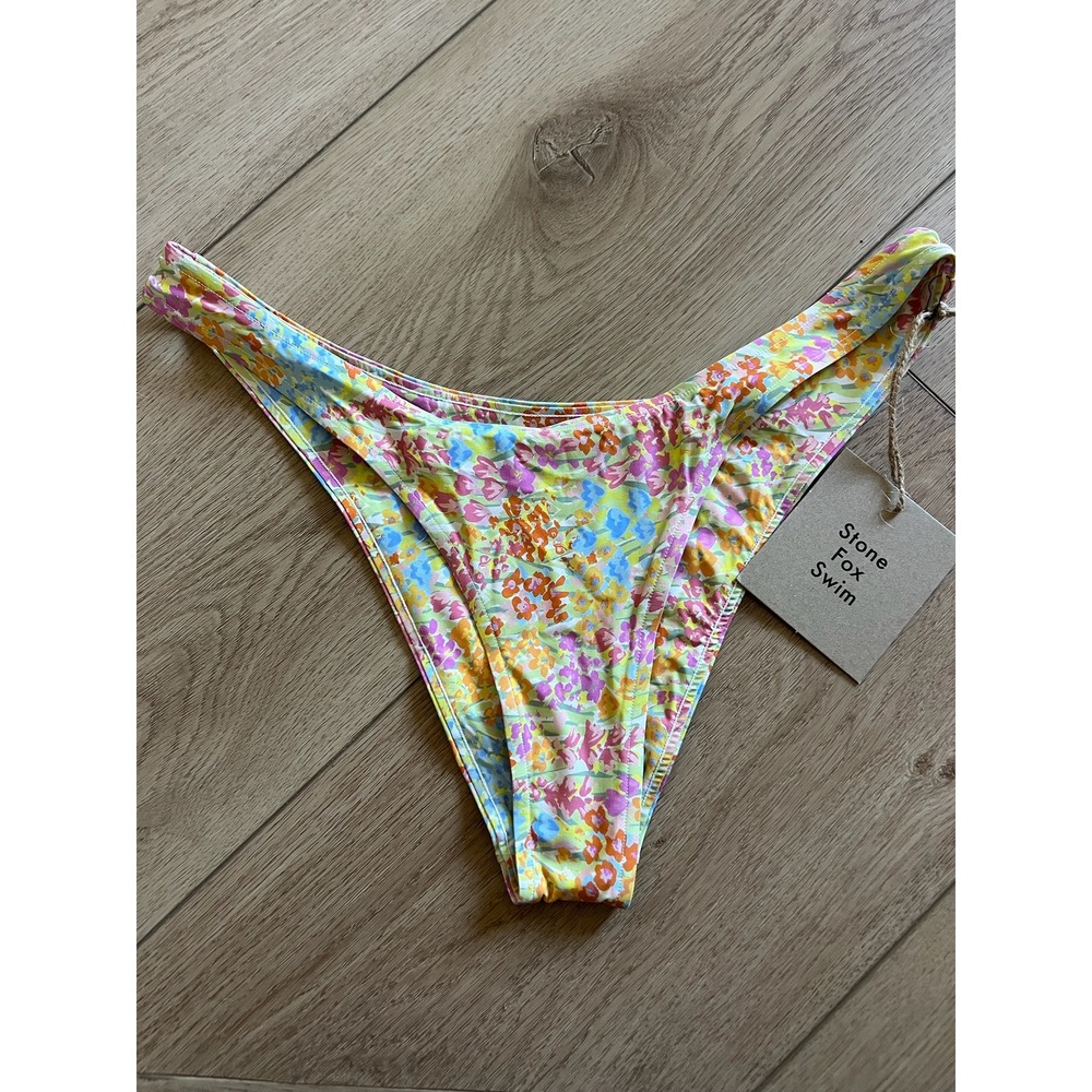 Stone Fox Swim Pink and Yellow Floral High-Cut Bikini Bottom